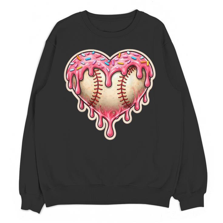 Melting Baseball Drip Heart Softball Player Lover Ice Cream Unisex Sweatshirt