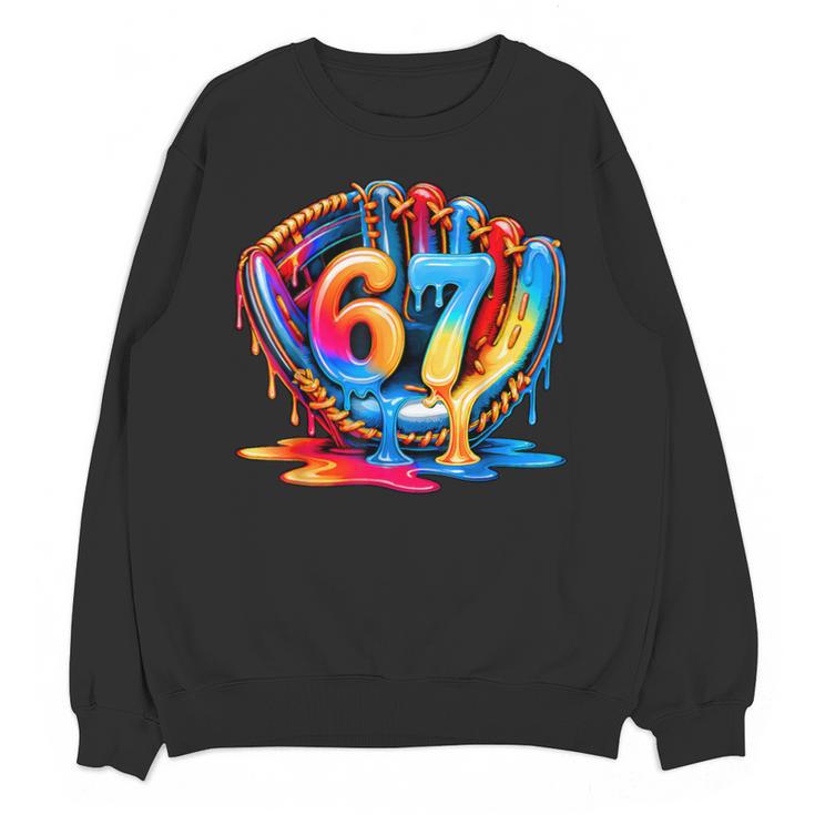 Number 67 Baseball Glove Ice Cream Drip Six Seven Meme Unisex Sweatshirt