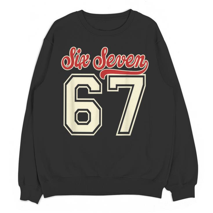 Number 67 Meme Six Seven Baseball Style Kids Boy Teen Unisex Sweatshirt