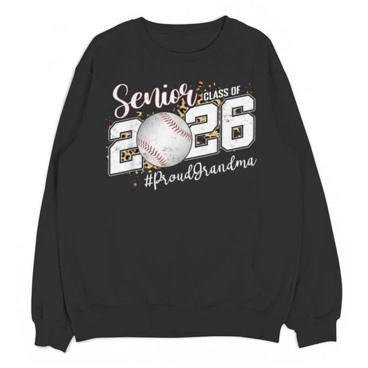 Proud Senior Grandma Class Of 2026 Baseball Graduate Leopard Unisex Sweatshirt