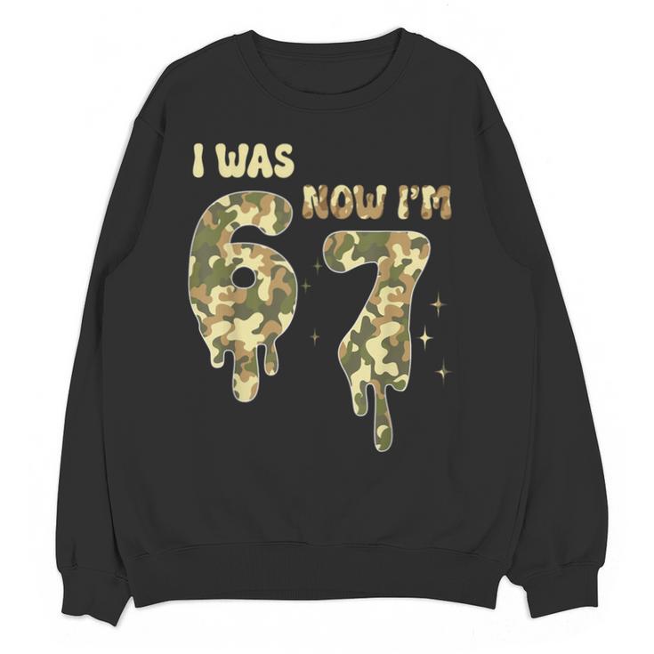 Retro I Was 6 Now I'm 7 Camo 67 Ice Cream Drip Baseball Unisex Sweatshirt
