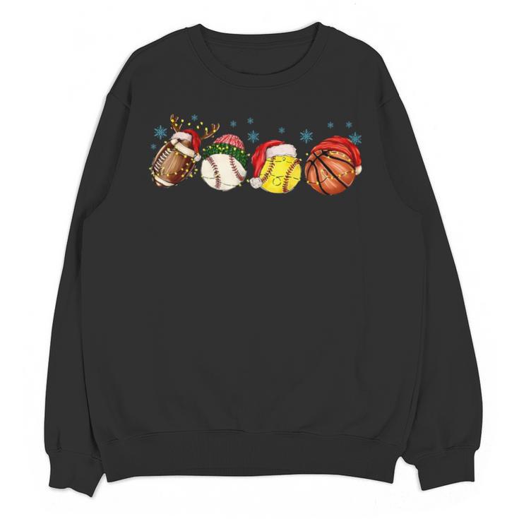 Santa Sports Boys Xmas Baseball Football Softball Basketball Unisex Sweatshirt