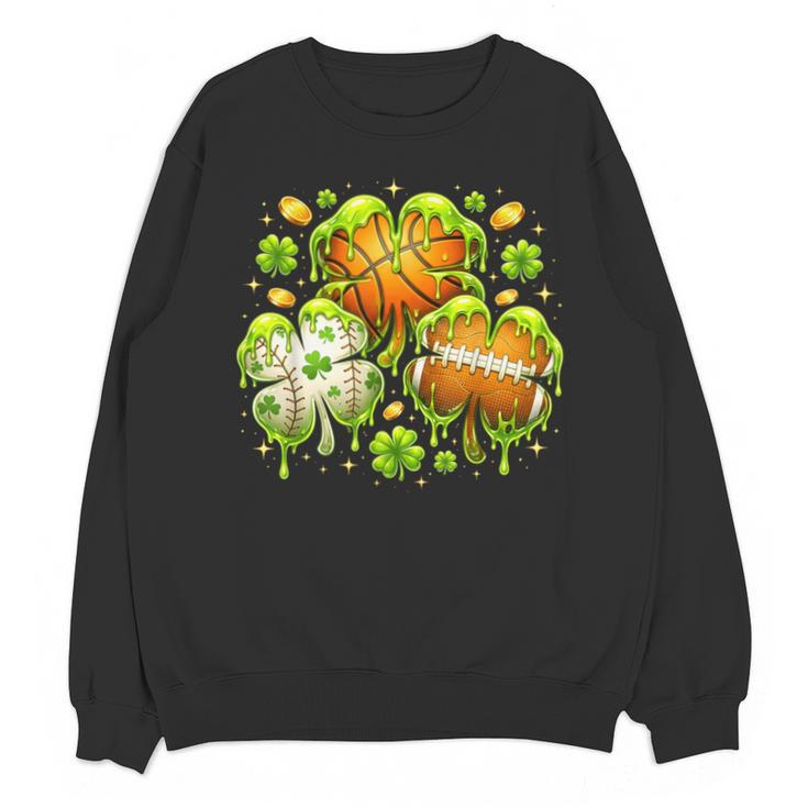 Shamrock Basketball Baseball Drip St Patrick's Day Boys Men Unisex Sweatshirt