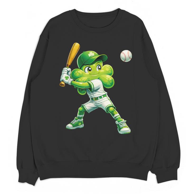 Shamrock Playing Baseball St Patricks Day Men Boys Kid Unisex Sweatshirt