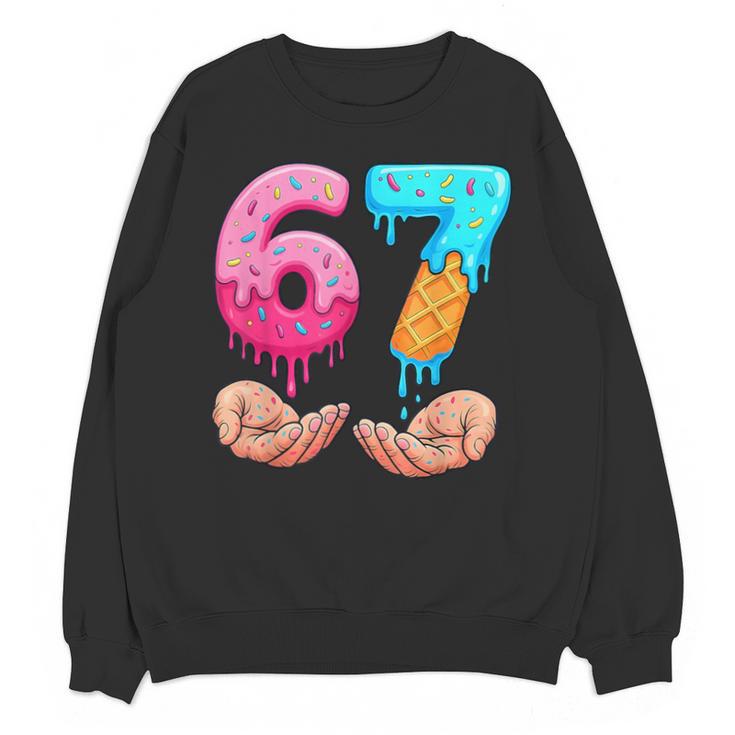 Six Seven 6-7 Baseball Ice Cream Drip 67 Meme Hands Unisex Sweatshirt
