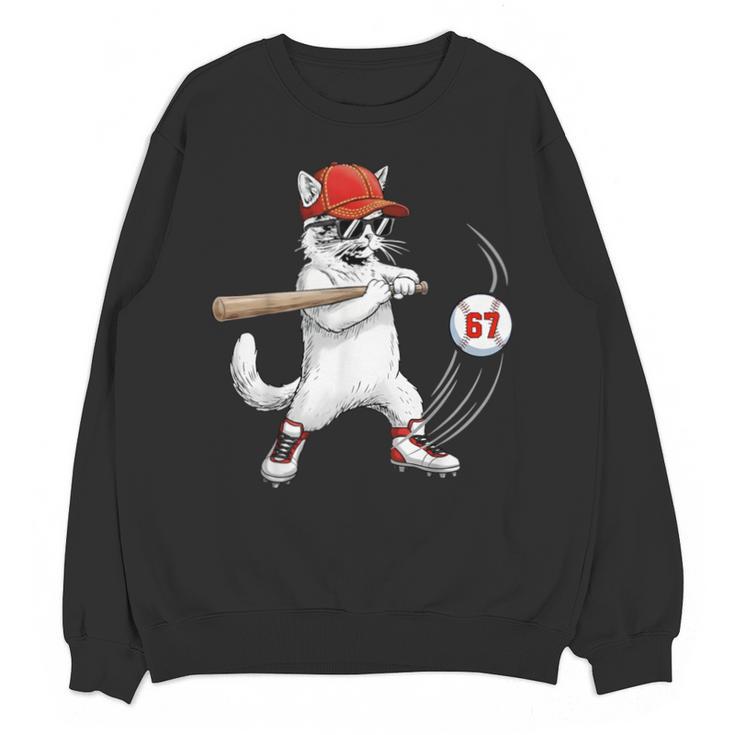 Six Seven 67 Baseball Cat Birthday Men Kids Boys Unisex Sweatshirt