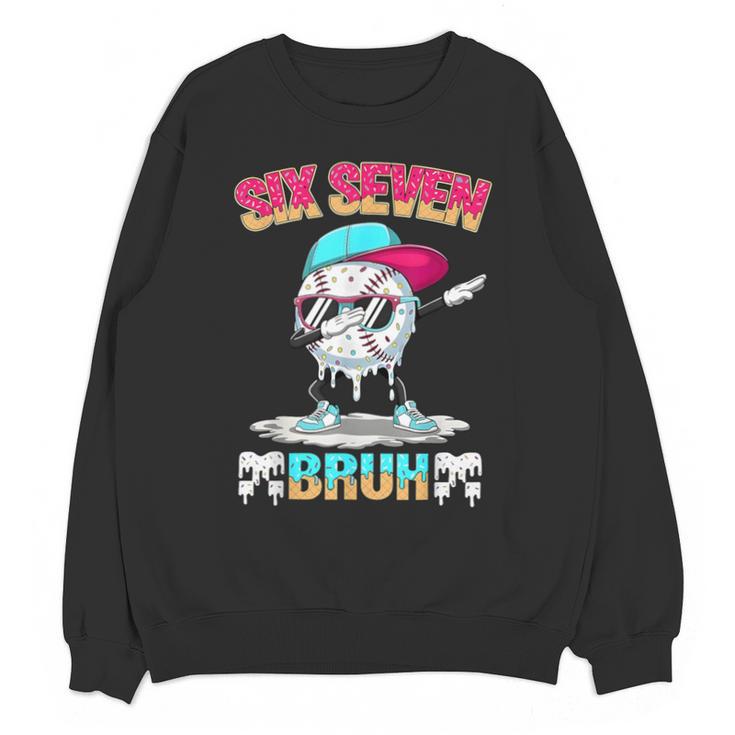 Six Seven 67 Meme Ice Cream Drip Baseball Dabbing Boy Kids Unisex Sweatshirt