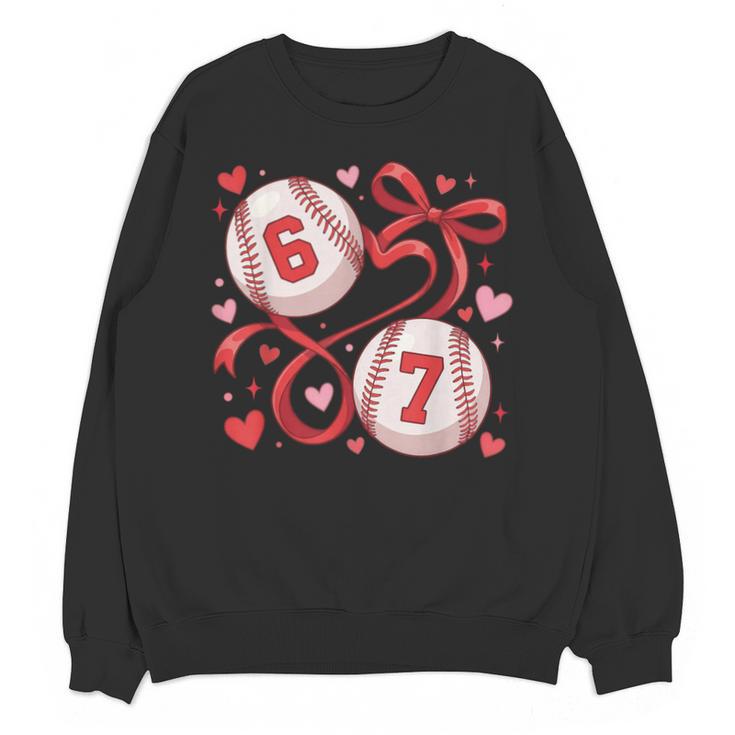 Six Seven Baseball Lover Sports Red Heart Bow Valentine Girl Unisex Sweatshirt