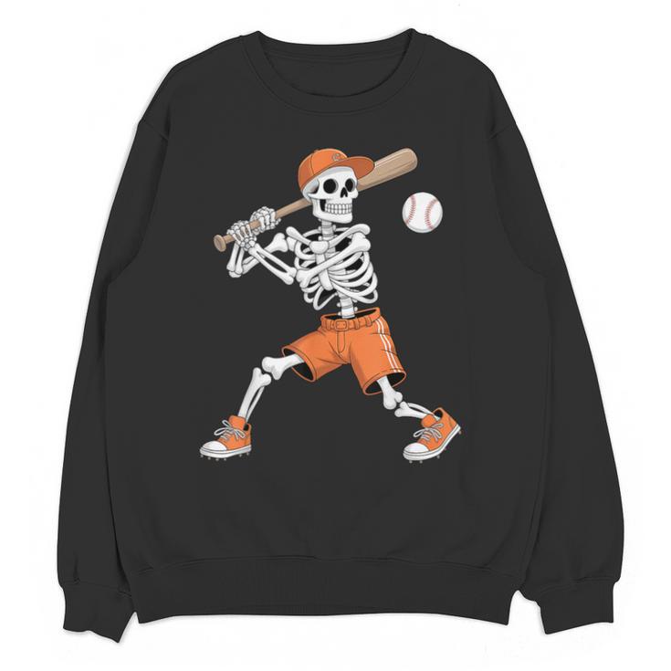 Skeleton Batting Baseball Halloween Unisex Sweatshirt