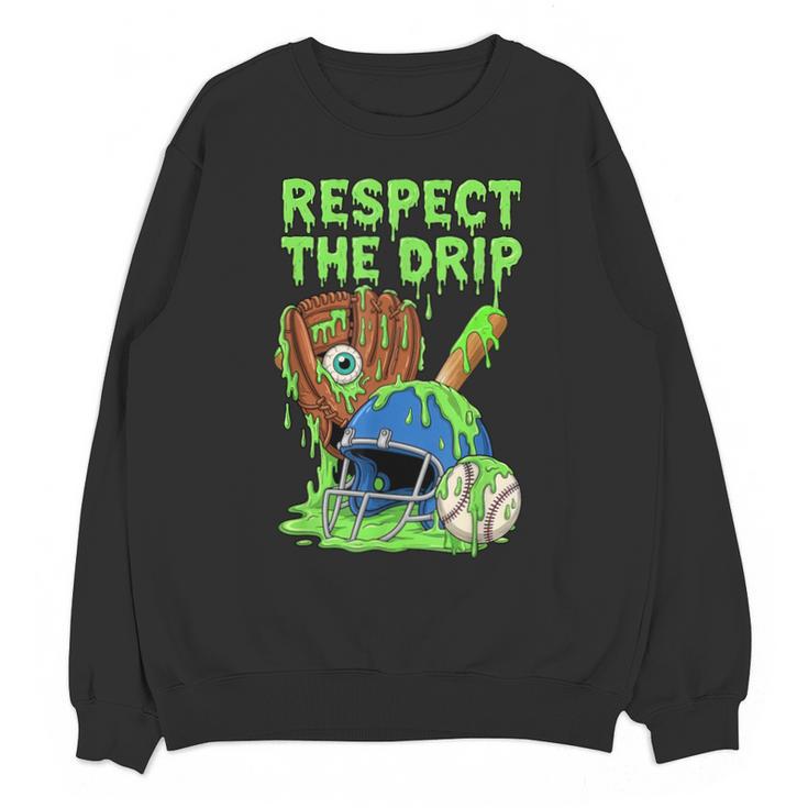 Spooky Zombie Respect The Drip Baseball Halloween Unisex Sweatshirt