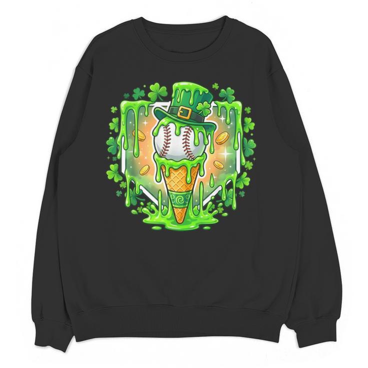 St Patrick Day Baseball Drip Ice Cream Baseball Home Plate Unisex Sweatshirt St Patrick Day Baseball Drip Ice Cream Baseball Home Plate Unisex Sweatshirt
