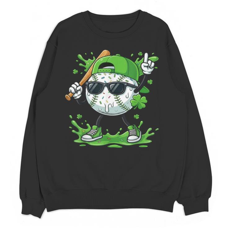 St Patrick Day Baseball Drip Ice Cream Baseball Player Men Unisex Sweatshirt