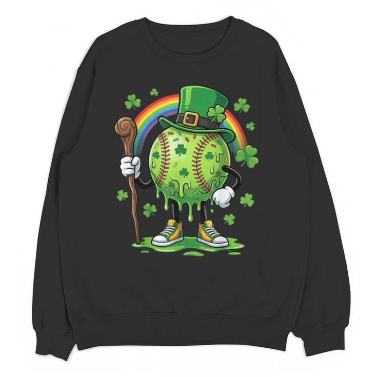 St Patricks Day Baseball Leprechaun Rainbow Green Baseball Unisex Sweatshirt
