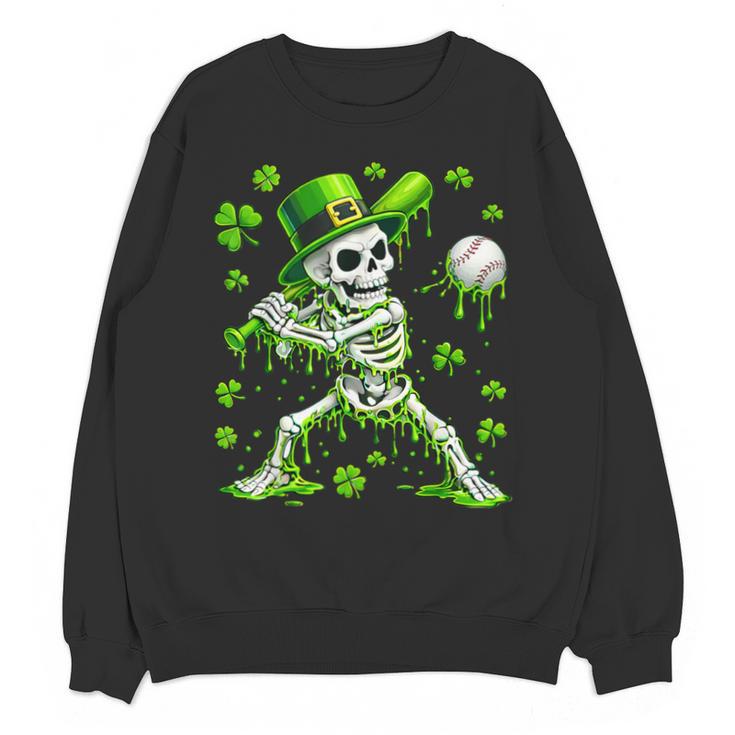 St Patricks Day Baseball Skeleton Irish Leprechaun Hat Boys Unisex Sweatshirt