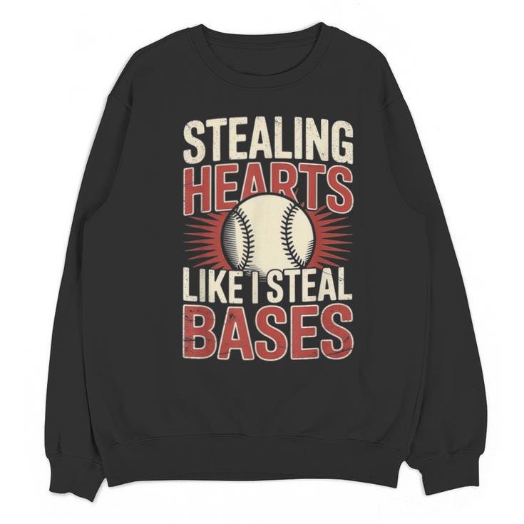 Stealing Hearts Like I Steal Bases Baseball Valentine Retro Unisex Sweatshirt