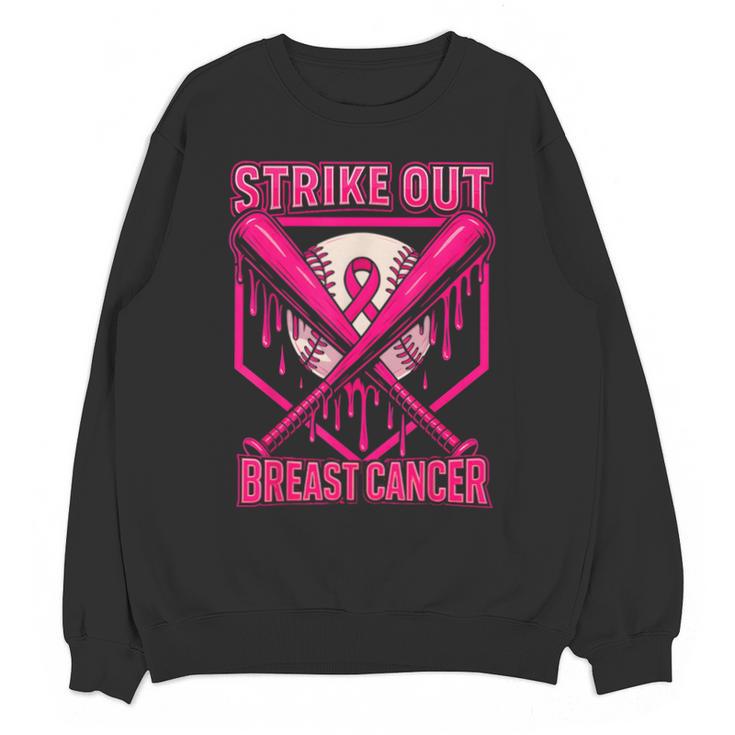 Strike Out Breast Cancer Baseball Ice Cream Drip Unisex Sweatshirt
