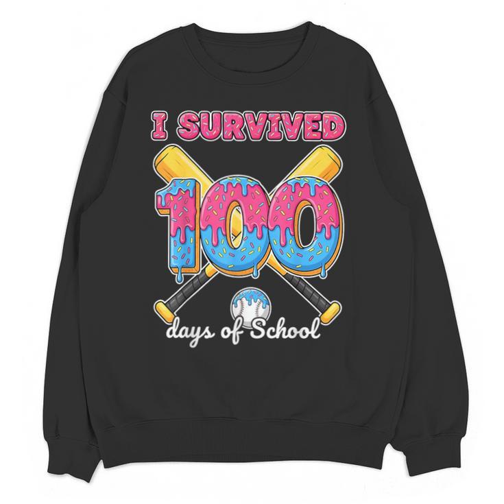 I Survived 100 Days Of School Baseball Cream Drip Boys Unisex Sweatshirt