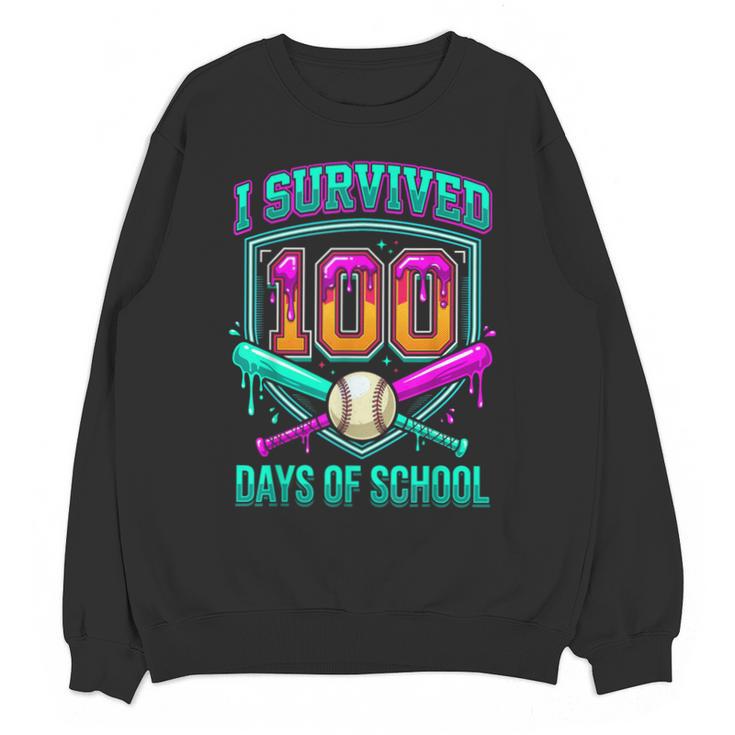 I Survived 100 Days Of School Baseball Drip Unisex Sweatshirt I Survived 100 Days Of School Baseball Drip Unisex Sweatshirt