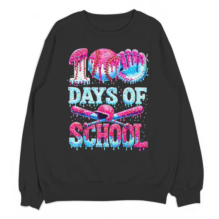 Survived 100 Days Of School Baseball Ice Cream Drip Boy Kids Unisex Sweatshirt