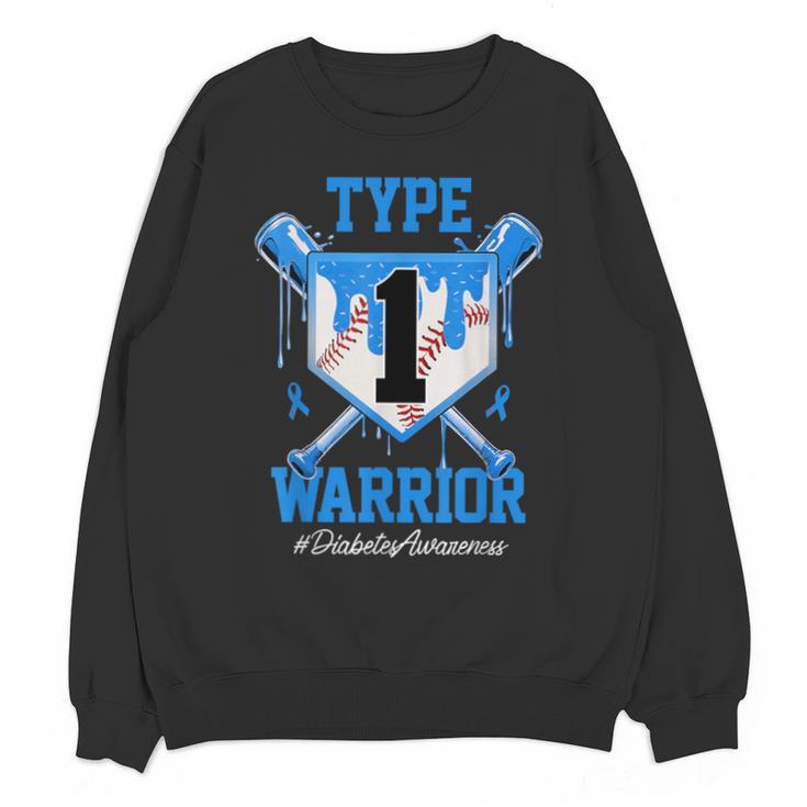 T1D Warrior Baseball Drip Diabetes Awareness Blue Ribbon Unisex Sweatshirt
