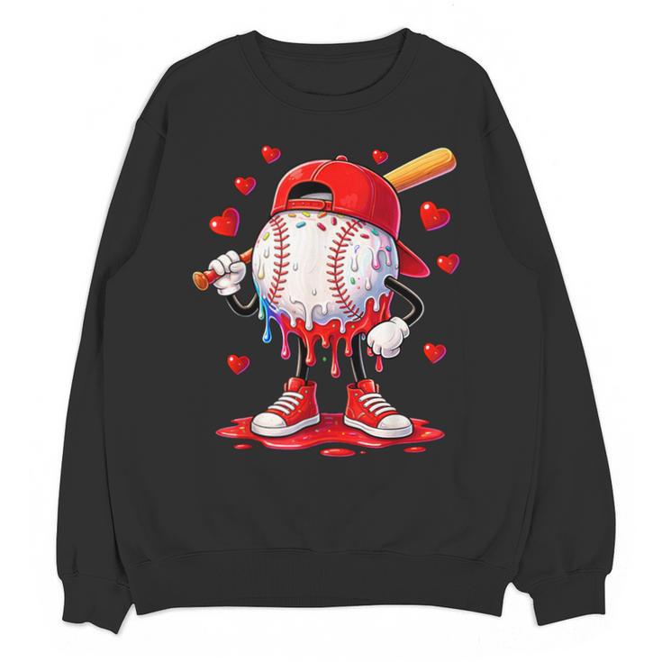 Valentine Baseball Heart Drip Sport Love Valentines Day Boys Unisex Sweatshirt