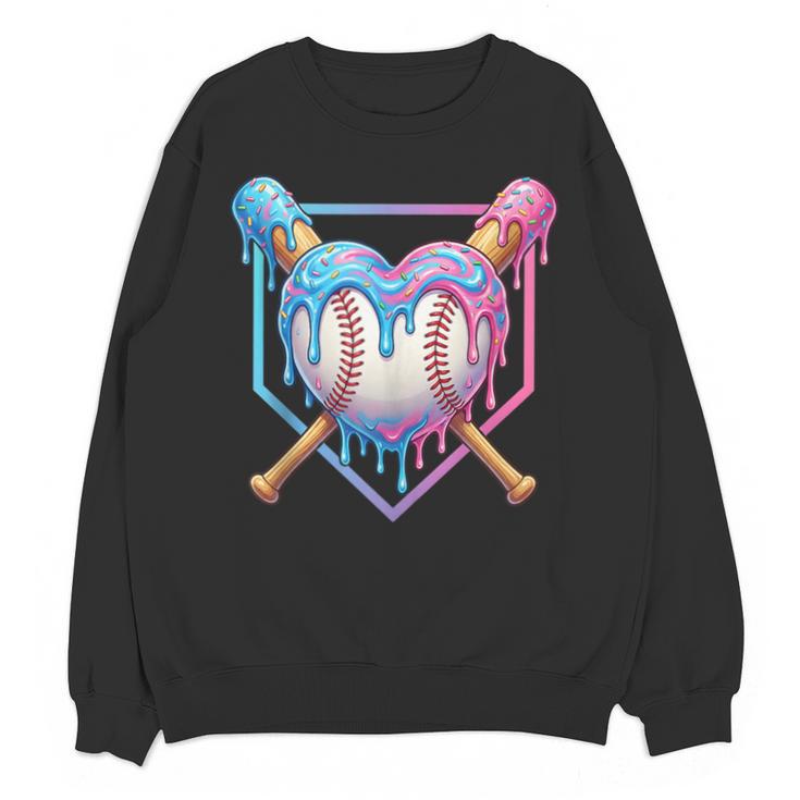 Valentines Baseball Heart Dripping Ice Cream Gen Z Alpha Unisex Sweatshirt
