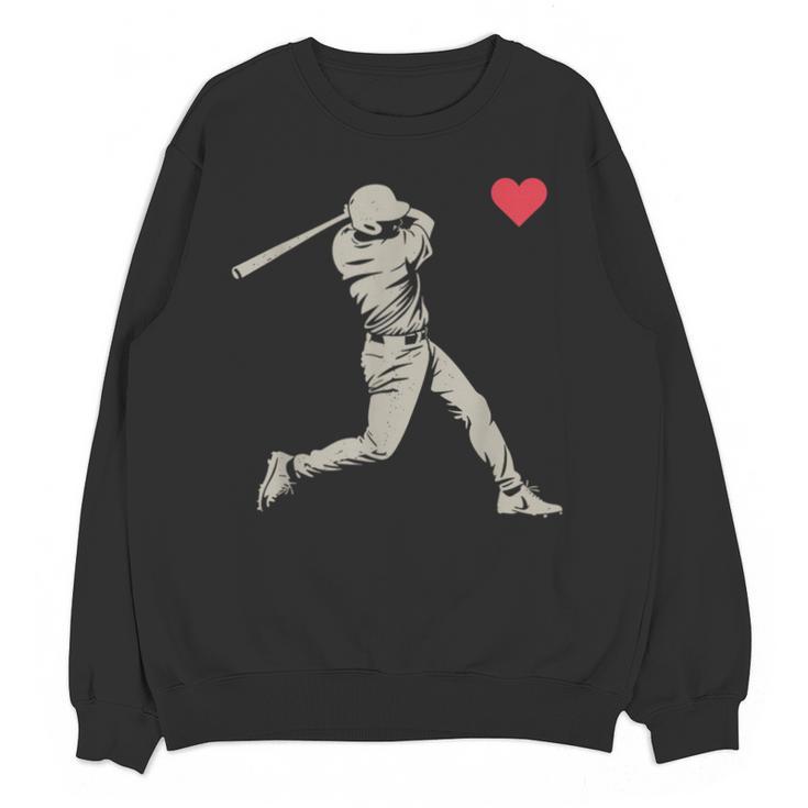 Valentines Day Baseball Batter Silhouette Heart Men Boy Kids Unisex Sweatshirt
