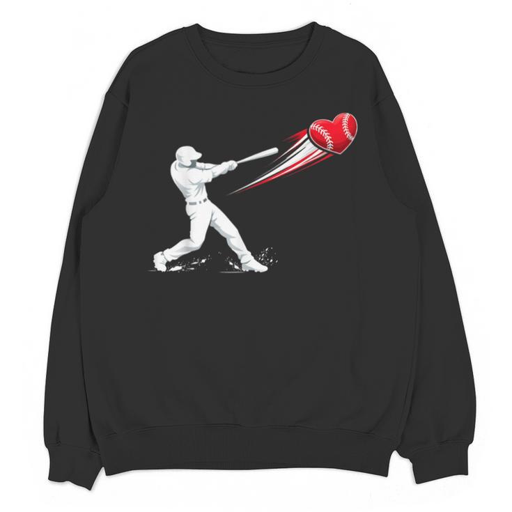 Valentines Day Baseball Batter Silhouette Heart Unisex Sweatshirt