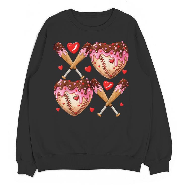 Valentines Day Drip Heart Baseball XOXO Boys Kids Men Sport Unisex Sweatshirt