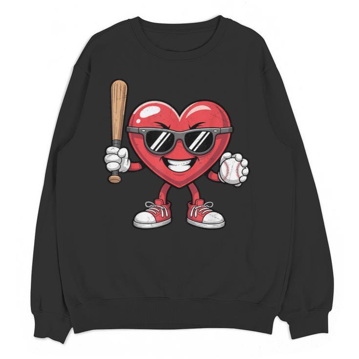 Valentines Day Heart Playing Baseball Boys Men Kids Girls Unisex Sweatshirt