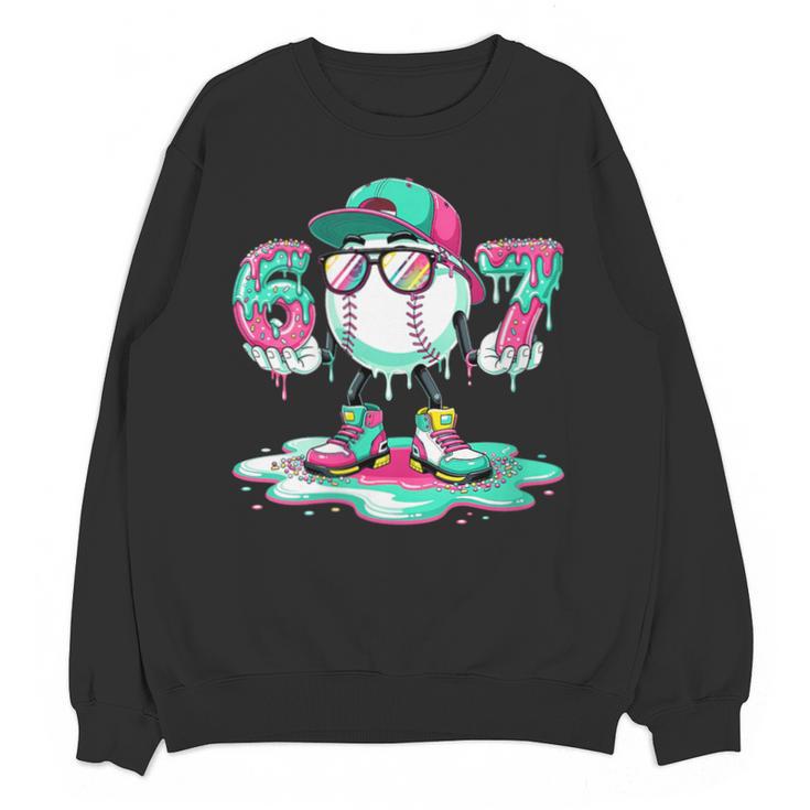 Women's 67 Meme Six Seven 6 7 Meme Baseball Ice Cream Drip Unisex Sweatshirt