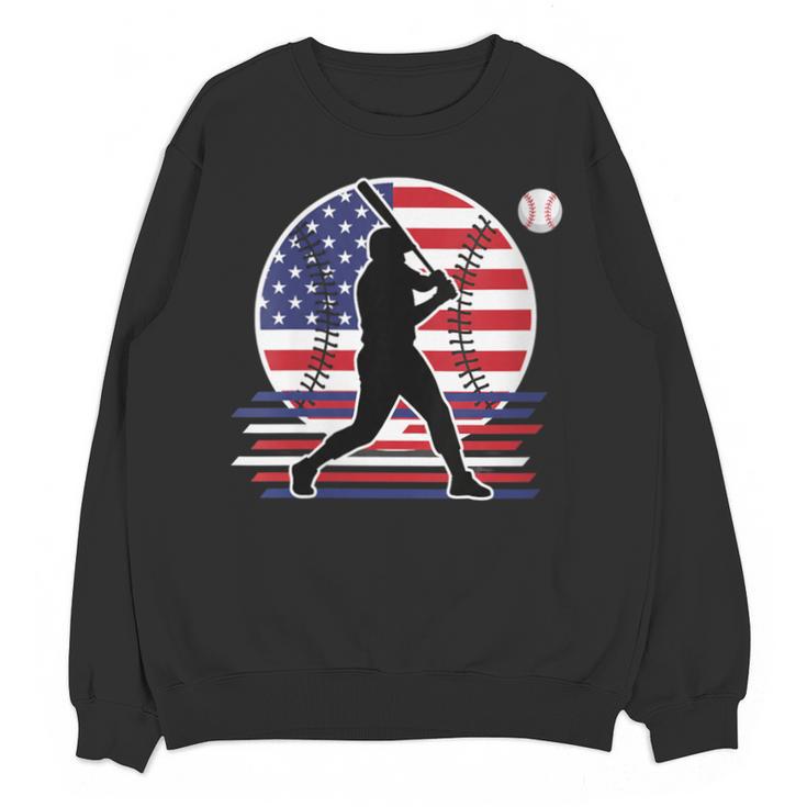 Women's Batter Patriotic American Flag Baseball Silks Unisex Sweatshirt