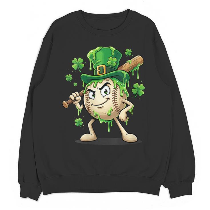 Women's St Patricks Day Baseball Leprechaun Shamrock Player Boys Kid Unisex Sweatshirt