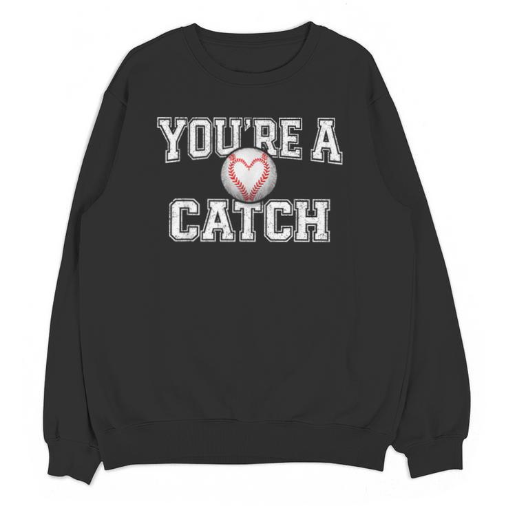 You'Re A Catch Baseball Pun Heart Kids Boys Valentines Unisex Sweatshirt