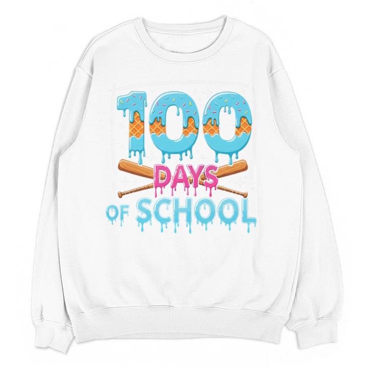 100 Days Of School Drip Ice Cream Baseball For Teacher Kids Premium Tri-Blend Unisex Sweatshirt