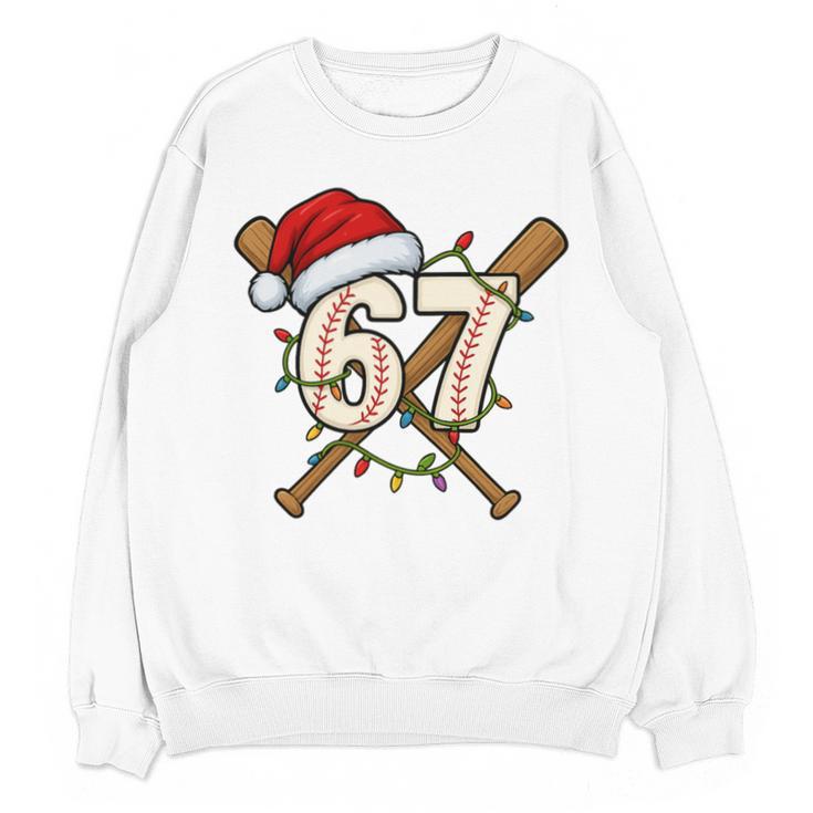 67 Baseball Xmas Lights Santa Hat Holiday Unisex Sweatshirt
