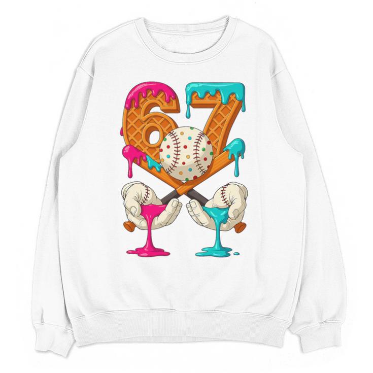 67 Ice Cream Drip Baseball Number 67 Player 67th Birthday Premium Tri-Blend Unisex Sweatshirt
