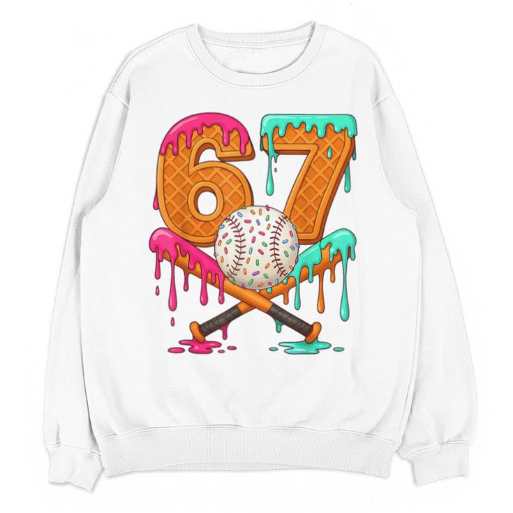 67 Ice Cream Drip Baseball Number 67 Player 67th Birthday Unisex Sweatshirt