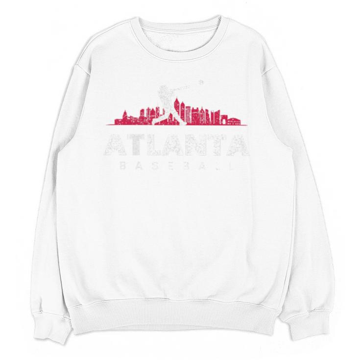 Atlanta Baseball Vintage Player Minimalist Skyline Retro Unisex Sweatshirt
