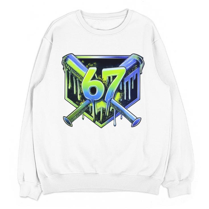 Awesome 67 Baseball Drip Effect Baseball 6-7 Meme Graphic Premium Tri-Blend Unisex Sweatshirt