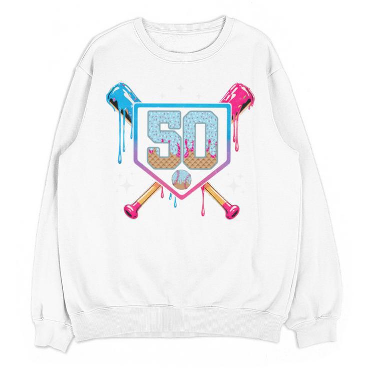 Baseball 50 Year Old Ice Cream Drip 50th Birthday Number 50 Unisex Sweatshirt