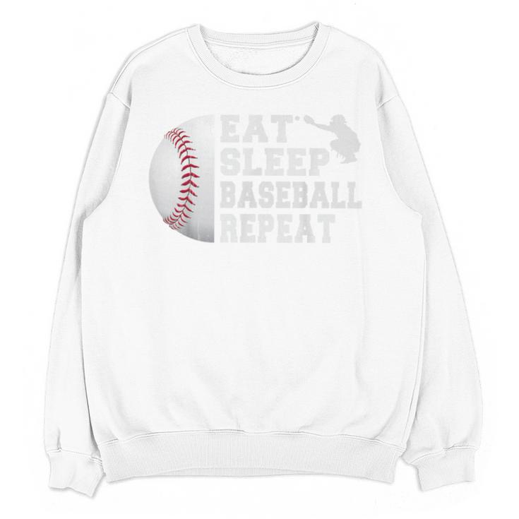 Baseball Catcher Eat Sleep Repeat Youth Boys Men Unisex Sweatshirt