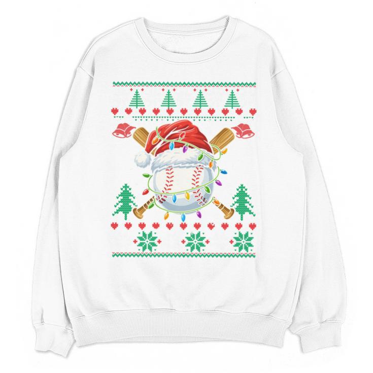 Baseball Christmas Ugly Sweater Santa Sport Men Kids Unisex Sweatshirt