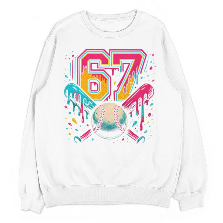 Baseball Drip 6 7 Number 67 Six Seven Meme Boys Kids Unisex Sweatshirt