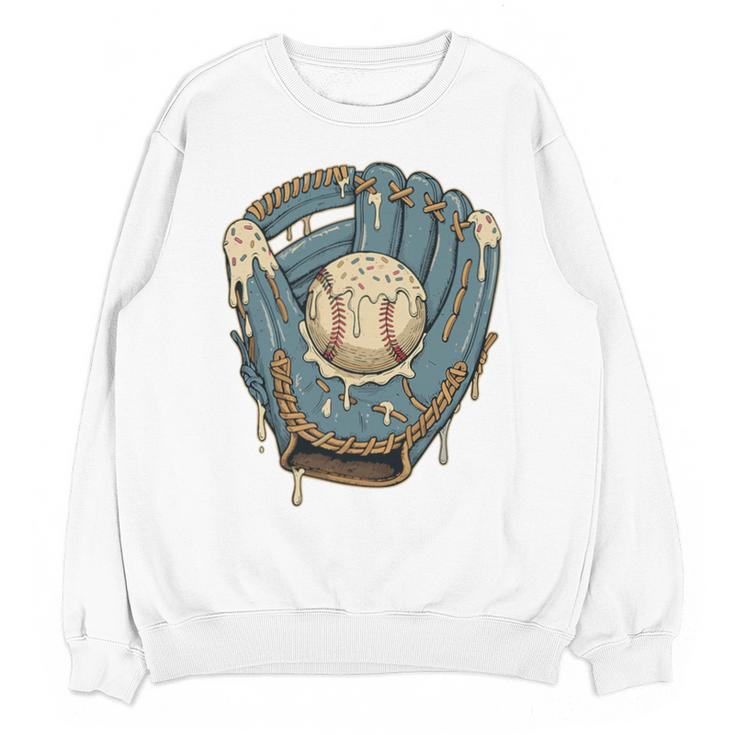 Baseball Drip Ice Cream Glove With Sprinkles And Ball Youth Premium Tri-Blend Unisex Sweatshirt