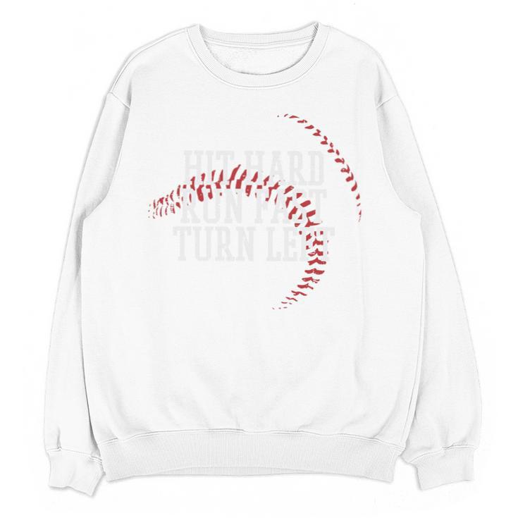 Baseball Hit Hard Run Fast Turn Left Men Boys Kid Teen Youth Premium Tri-Blend Unisex Sweatshirt