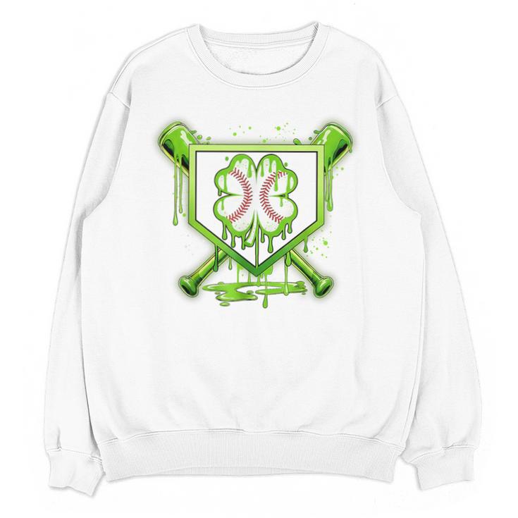 Baseball Icecream St Patrick's Day Lucky Charm Shamrock Drip Unisex Sweatshirt