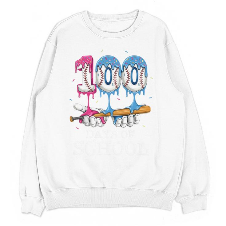 Baseball Player 100 Days Of School Sports Ice Cream Drip Premium Tri-Blend Unisex Sweatshirt