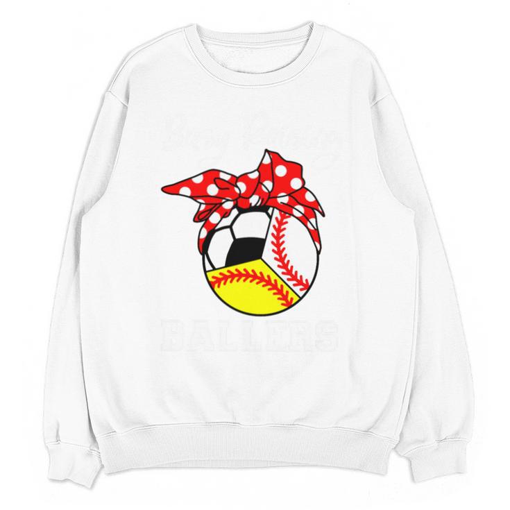 Busy Raising Ballers Baseball Softball Soccer Mom Premium Tri-Blend Unisex Sweatshirt