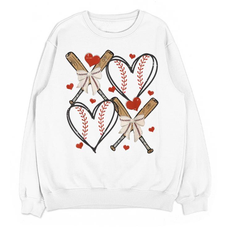 Coquette Bow XOXO Baseball Lover Heart Valentine Game Day Unisex Sweatshirt